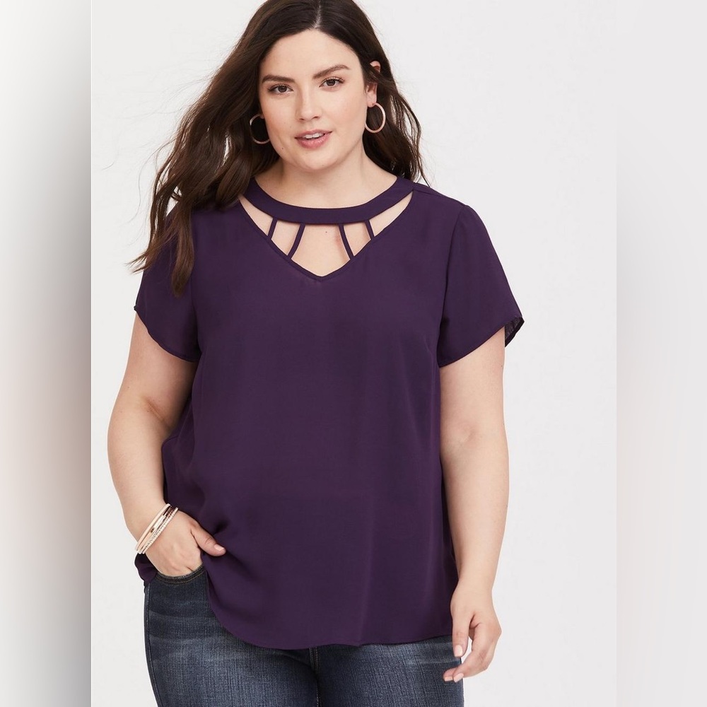 Torrid Georgette Cage Detail Blouse Size 1X